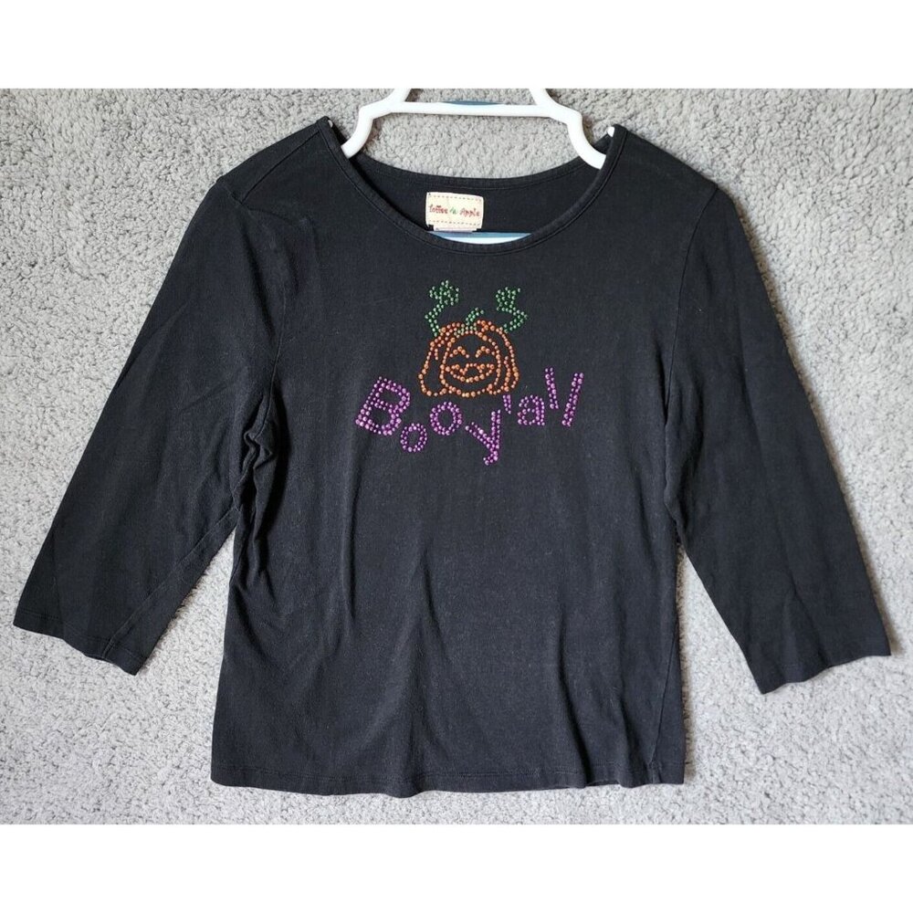 Toffee Apple 3/4 Sleeve T Shirt‎ Top "Boo Yall" Rhinestones Halloween Pumpkin M